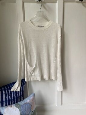 NHBT | White Linen Lightweight Crewneck Sweater
